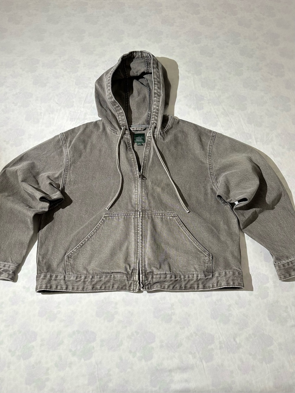 Wild Fable Womens Grey Wash Denim Zip Up Hooded Jacket 26WFJK014 Medium